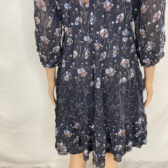NEW ULLA JOHNSON Women's Abri Tiered Silk Mini Dress Navy Floral Size 2 - Picture 6 of 15
